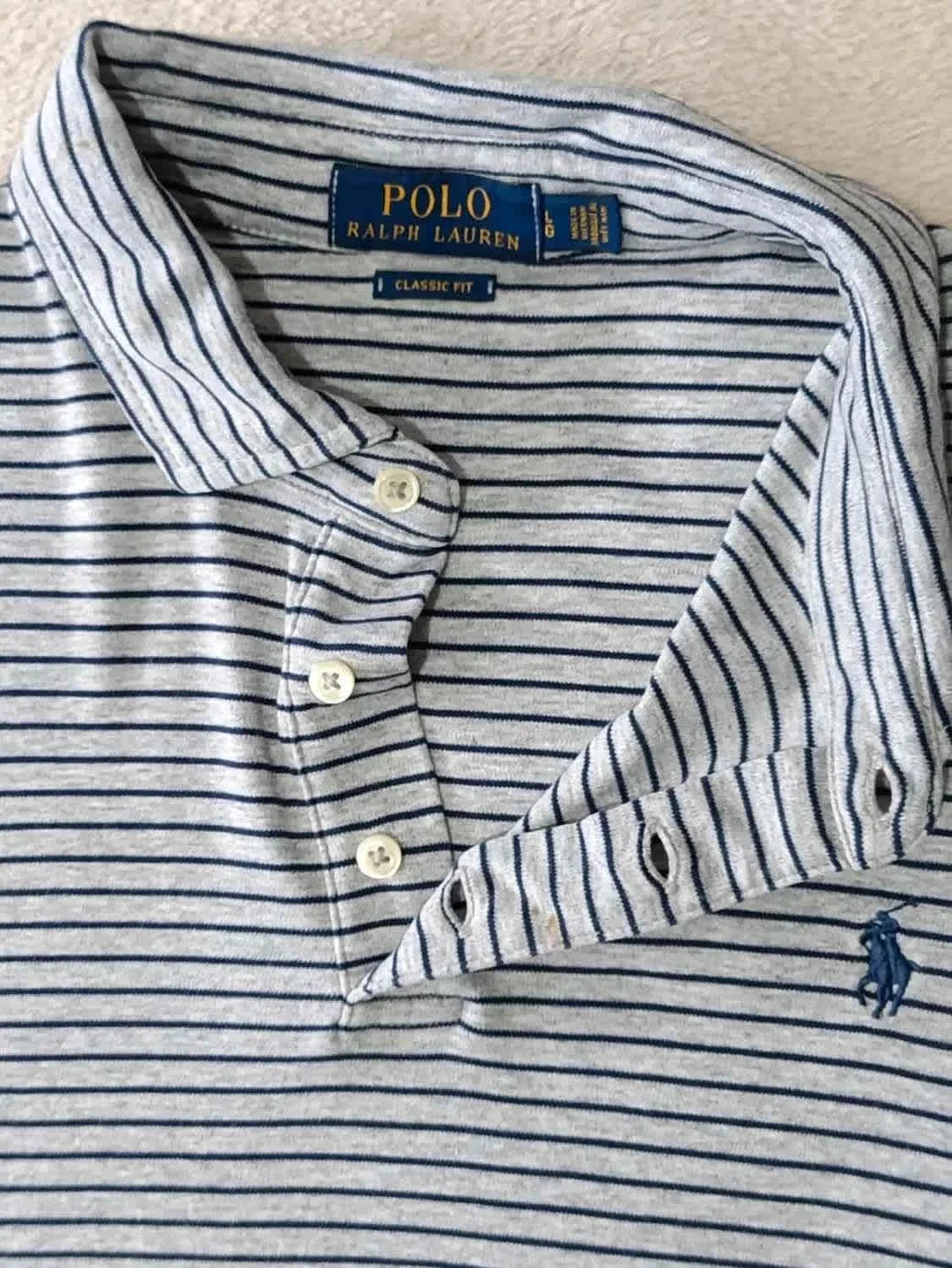 Polo Ralph Lauren gris rayures bleues Taille L – photo 9